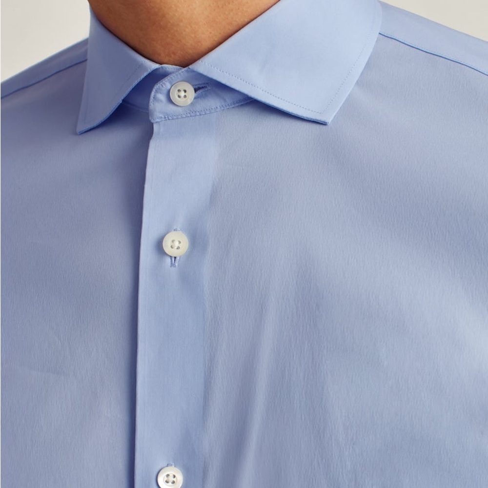 Bonobos Jetsetter Stretch Dress Shirt 15x32 Blue Tailored Slim Fit